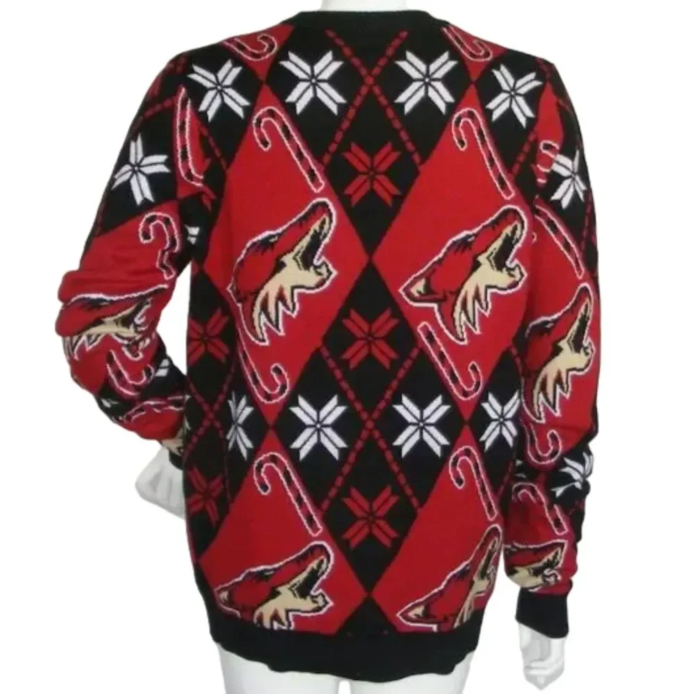 ARIZONA COYOTES Sweater, M, Red/Black, Howling Coyote head, Acrylic, Long sleeve